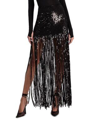 Alice and Olivia Kendra Sequinned Fringe Skirt